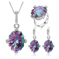 SD002 Abiding Fine Jewelry Custom Rainbow Mystic Quartz Gemstone Women Wedding Bridal Jewellery Sets
