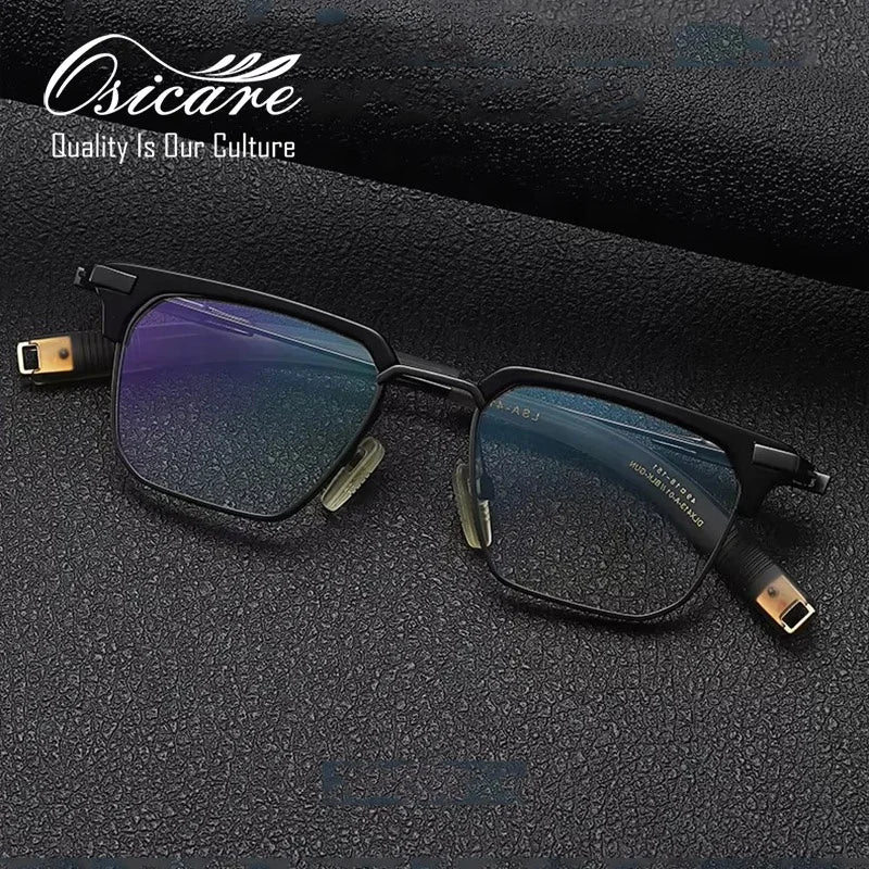 Brand Designer High Quality Vintage Inspired Custom Logo Clear Eyewear Male Spectacle IP Pure Titanium Eye Glasses Frame for Men