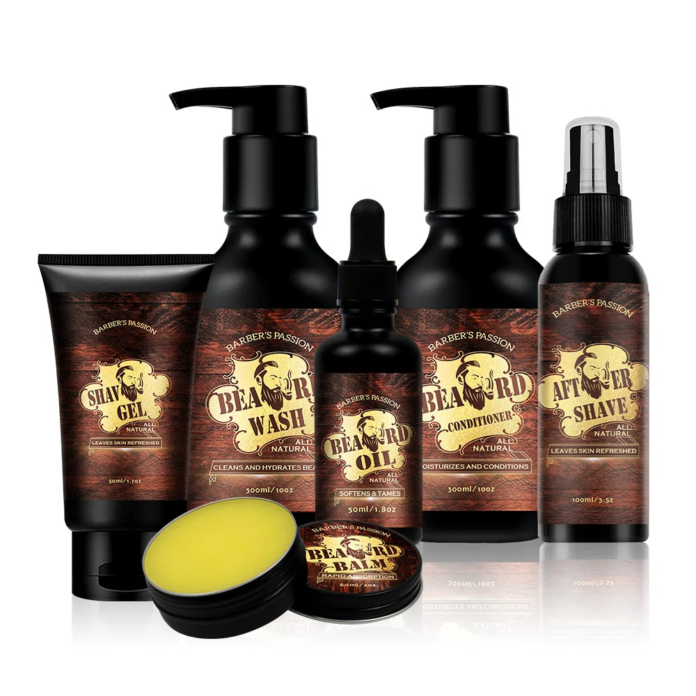 BARBERSPASSION Men Private Label Deep Cleansing Beard Shampoo Wash and Conditioner Organic