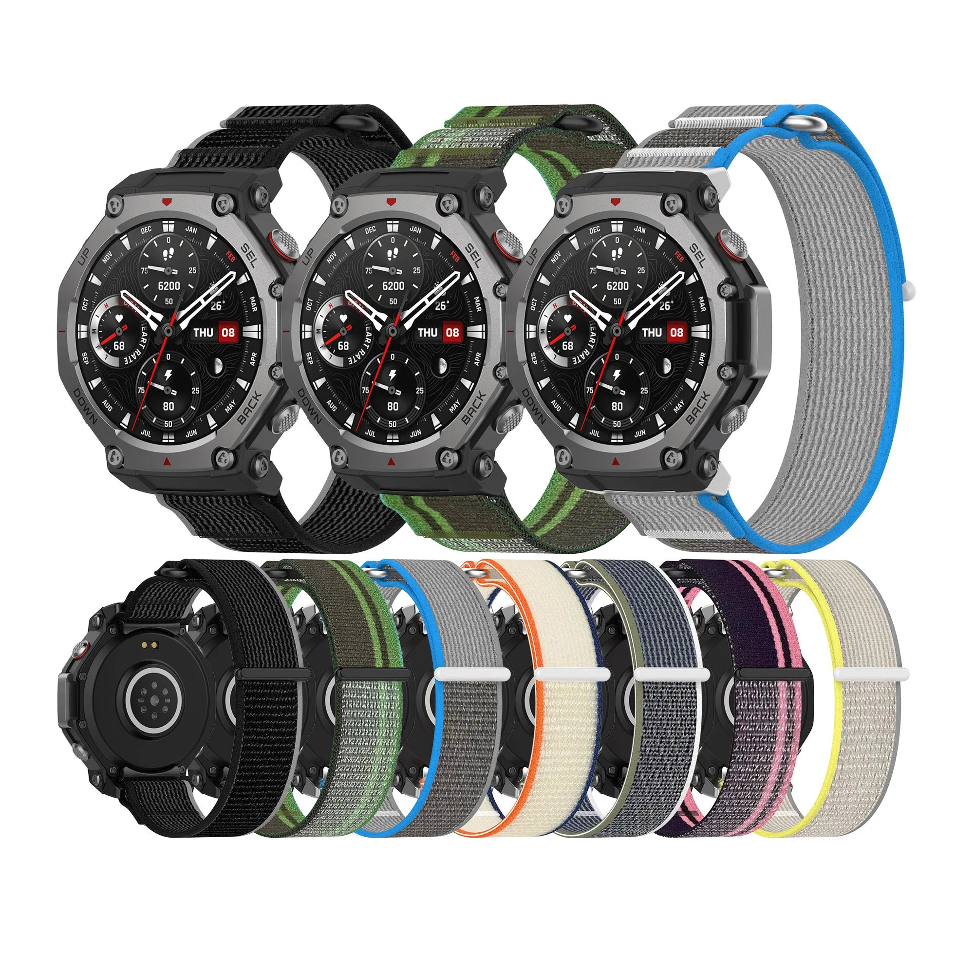 ShanHai New Replacement Nylon Loop Strap Elastic Accessories Watchband Adjustable Watch Bracelet for Amazfit T-Rex 3 Smart Watch