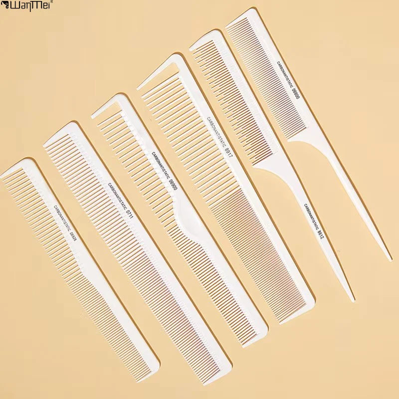 Wanmei Hair Salon Smooth Hair Cut Scale Comb Set Plat White Girls Comb Suit White Plastic Hair Cutting Comb Set