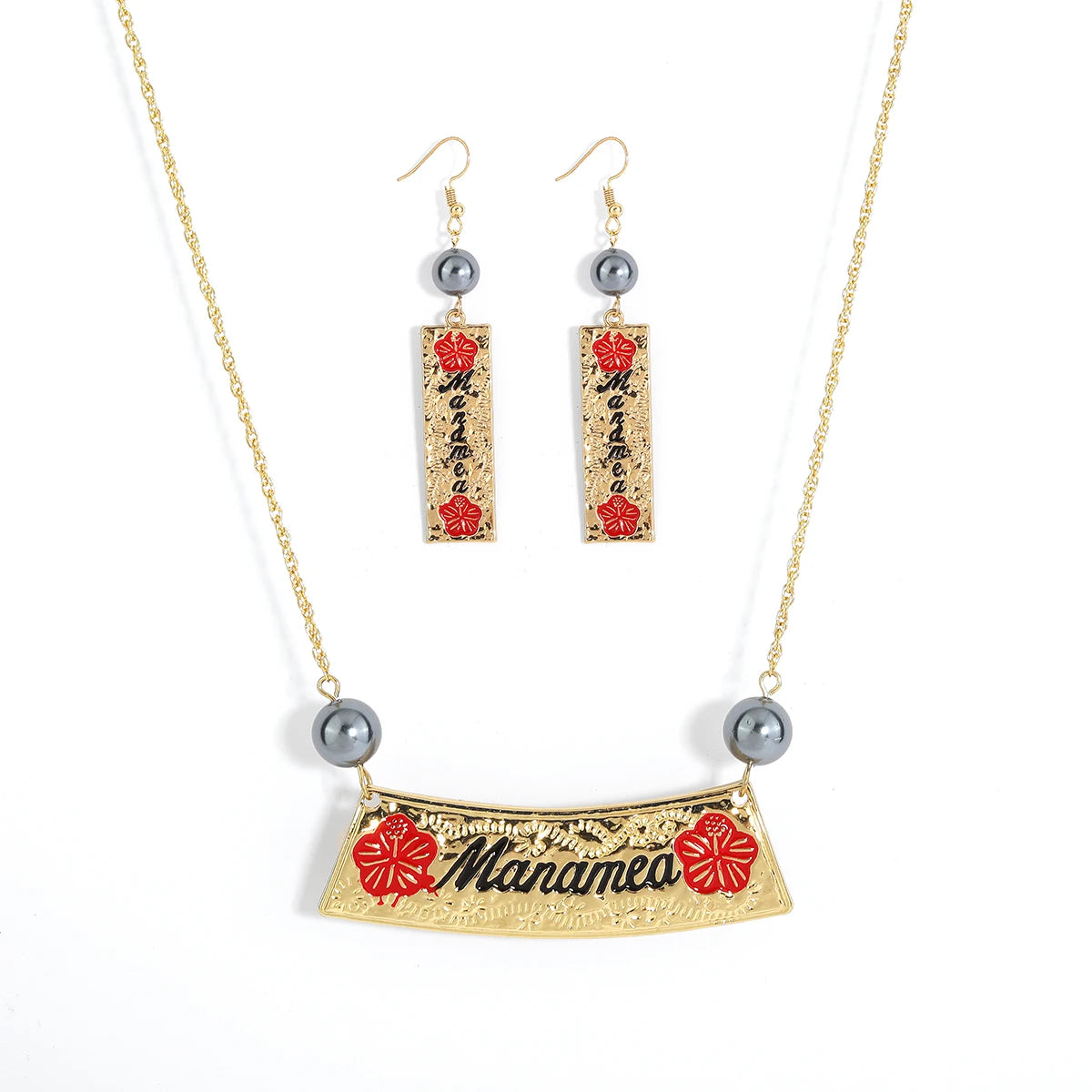 Hawaiian Jewelry Wholesale Samoan Jewelry Hawaiian Jewelry Sets Wholesale 14K Plated Tonga Earrings Necklace Set for Women Girls