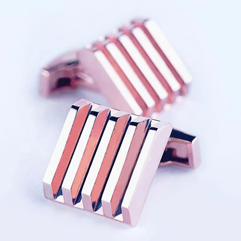 Wholesale Big Rose Gold Plated Square Cufflinks Custom Metal Shirt Buttons Logo for Men's Wedding Engagement Party Gift Trunky