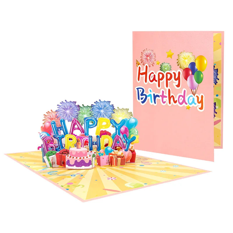 Amazon Hot Sales Happy Birthday Pop up Greeting 3d Card with Envelope