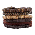 Hot Adjustable Hemp Woven Leather Coconut Shell Bracelet Travel Ocean Bracelets