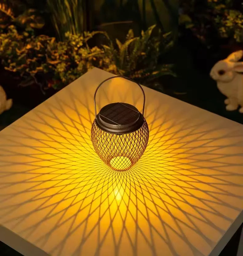 Howlighiting IP65 LED Outdoor Waterproof Grid Hanging Lights for Home Hotel Decor Plastic Lantern Solar Garden Light