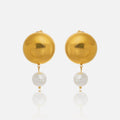 2024 Dazan New INS Trendy 18k Pvd Gold Plated Stainless Steel Vintage Pearl Chunky Pendant Mesh Earrings Fancy Dancer Jewelry