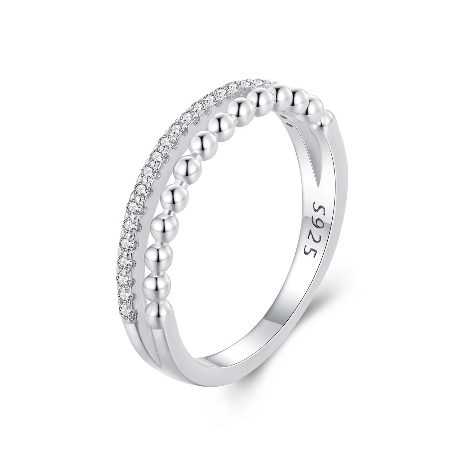 925 Sterling Silver Double Layer Ring for Women Factory's Wedding Engagement Band Fine Jewelry Gift Stackable Finger Ring-BSR463