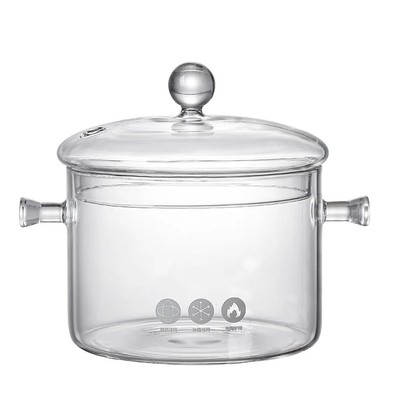 High Borosilicate Binaural Belt Handle With Lid Glass Bowl Microwave Household Bowl High Temperature Soup Bowl