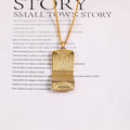Wholesale Vintage Design Rectangular Texture Necklace Exquisite 18k Gold Plated Stainless Steel square Pendant Necklace