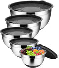 Kitchen Eco-Friendly Stainless Steel Salad Bowl Set Multi-Color Non-Slip Mixing Bowl Contemporary Polished Metal for Camping