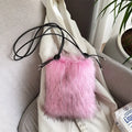 Winter Faux Fur Women's Crossbody Bags Small Square Plush Ladies Shoulder Bag Handbags Female Soft Furry Cell Phone Pouch Purse