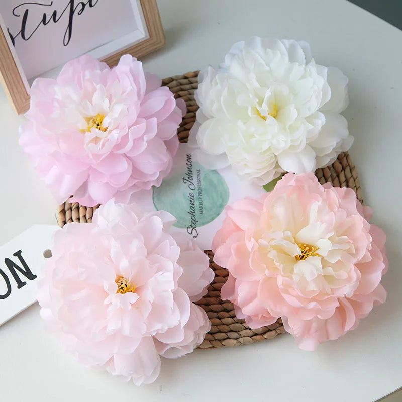 E-L027 Hot Selling Colorful Decoration Wedding 14cm Artificial Large Peony Heads Flower