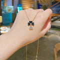 Fashion Three Clover Leaf Stainless Steel Necklace Diamond Titanium Steel Zircon Pendant Necklace Jewelry for Women