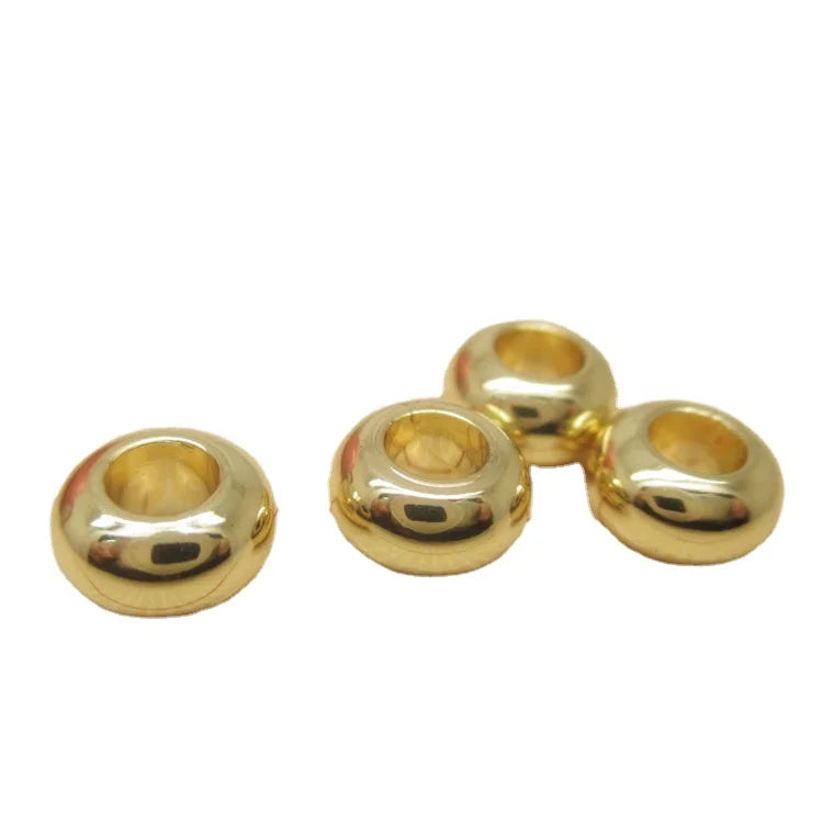 Wholesale 24K Triple Gold Plated Roundle Beads Big Hole Spacer Beads for Jewelry Making Jewelry Findings & Components