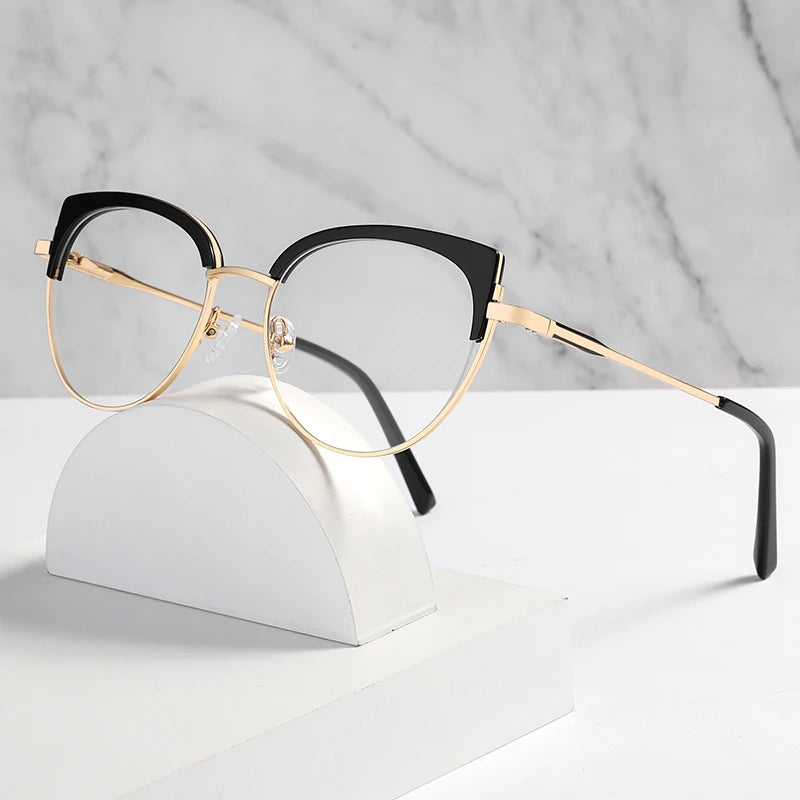 Hot Sale Ladies Cat Eye Acetate Glasses Frames Women Thin Metal Optical Spectacle Frames Ultralight Eyewear for Women