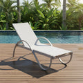 Aluminum Curved Handrail Outdoor Terrace Swimming Pool Sunbed Loungers Poolside Leisure Furniture Suitable for Luxury Hotels