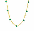 New Designed Gold Plated Bezel Setting and Pear Emerald Gemstone CZ Choker Necklace for Women Brass Jewelry