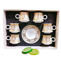 Customized 12-Piece Porcelain Turkish Coffee Set Arabic Tea Cup and Saucer with Gift Box for Giveaways
