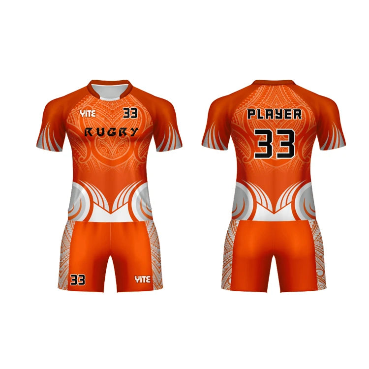 Wholesale Super Rugby Jersey 2025 Custom Rugby Uniform Polyester Plain Orange Rugby Shirt Short Sleeve