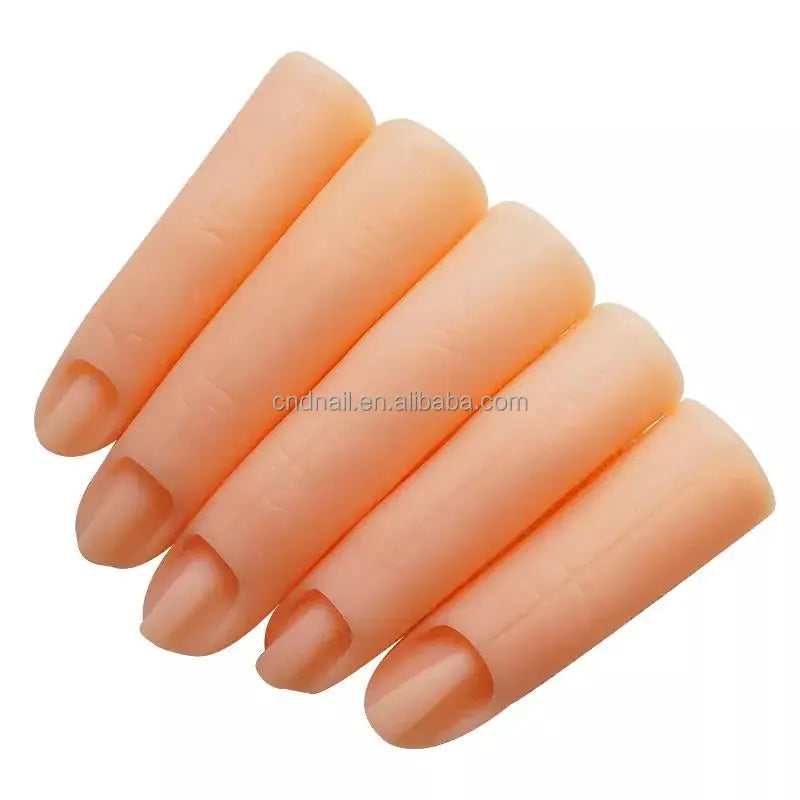 Silicone Practice Fake Finger Nail False Fingernails Tips Manicure Nail Training Model Accessories