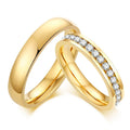Simple Stainless Steel Jewelry 4MM 18K Gold Finger Couple Rings Crystal Engagement Ring Women Gift