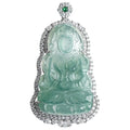 Natural a Jadeite Blue Guanyin S925 Silver Luxury Jade Inlaid Pendant Men and Women Necklace Pendant