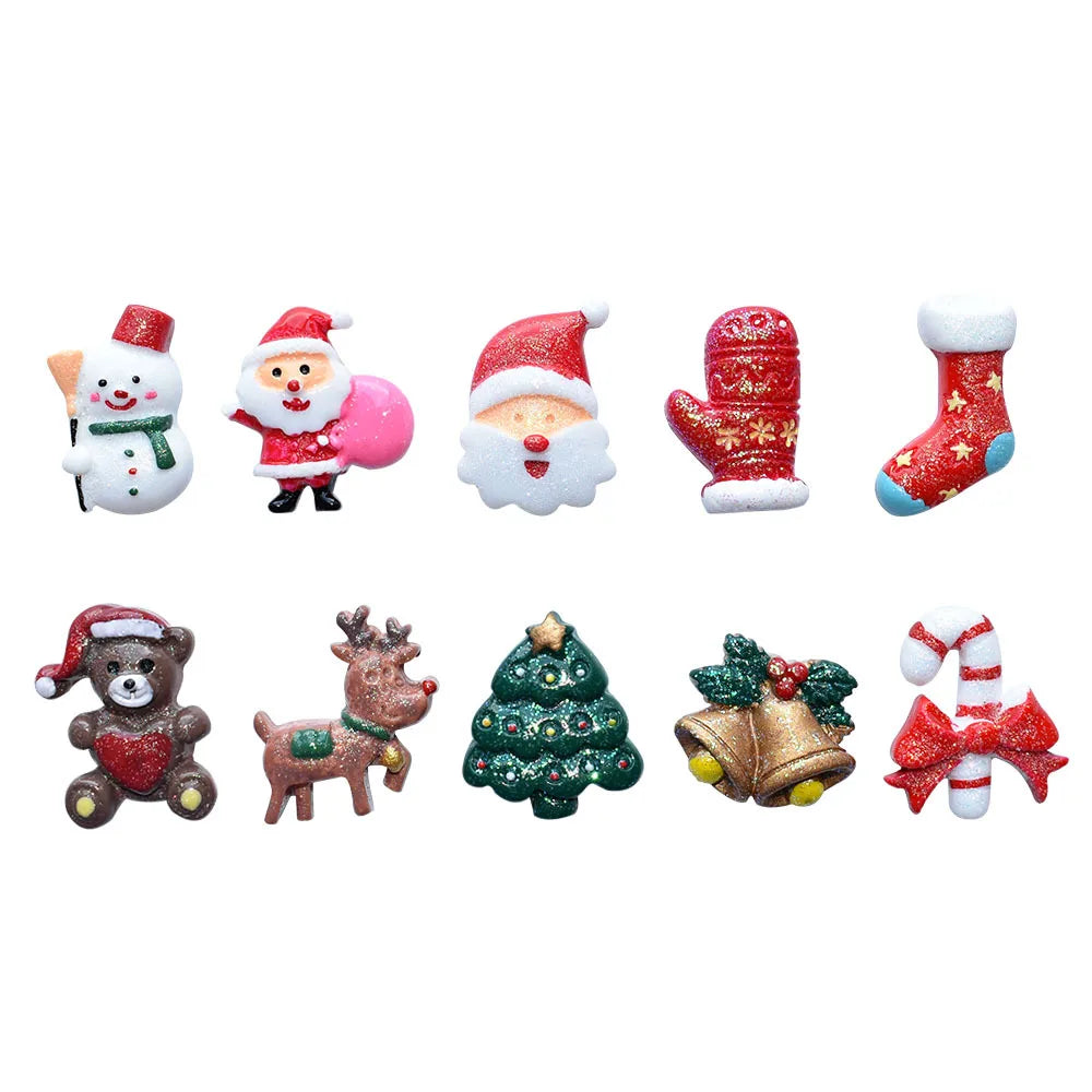 Glitter cartoon Christmas series Resin Flatback Cabochon For Jewelry Materials