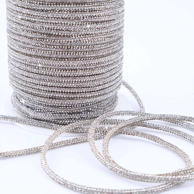 Colorful Bling Bling DIY Rhinestone Rope Decoration 4mm Glass Tube for Clothing Hats Shoes Wire Cutting Rhinestone Decorative