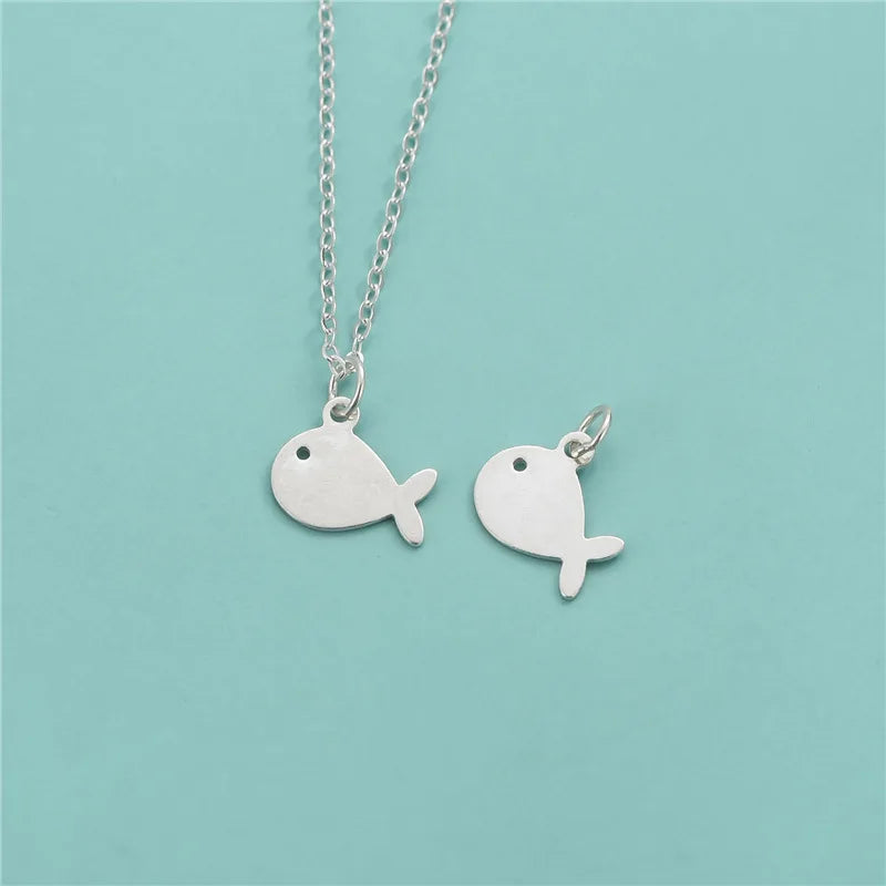 Simply Cute 925 Sterling Silver Little Fish Charm Pendant for Jewelry Making Accessories Supplies