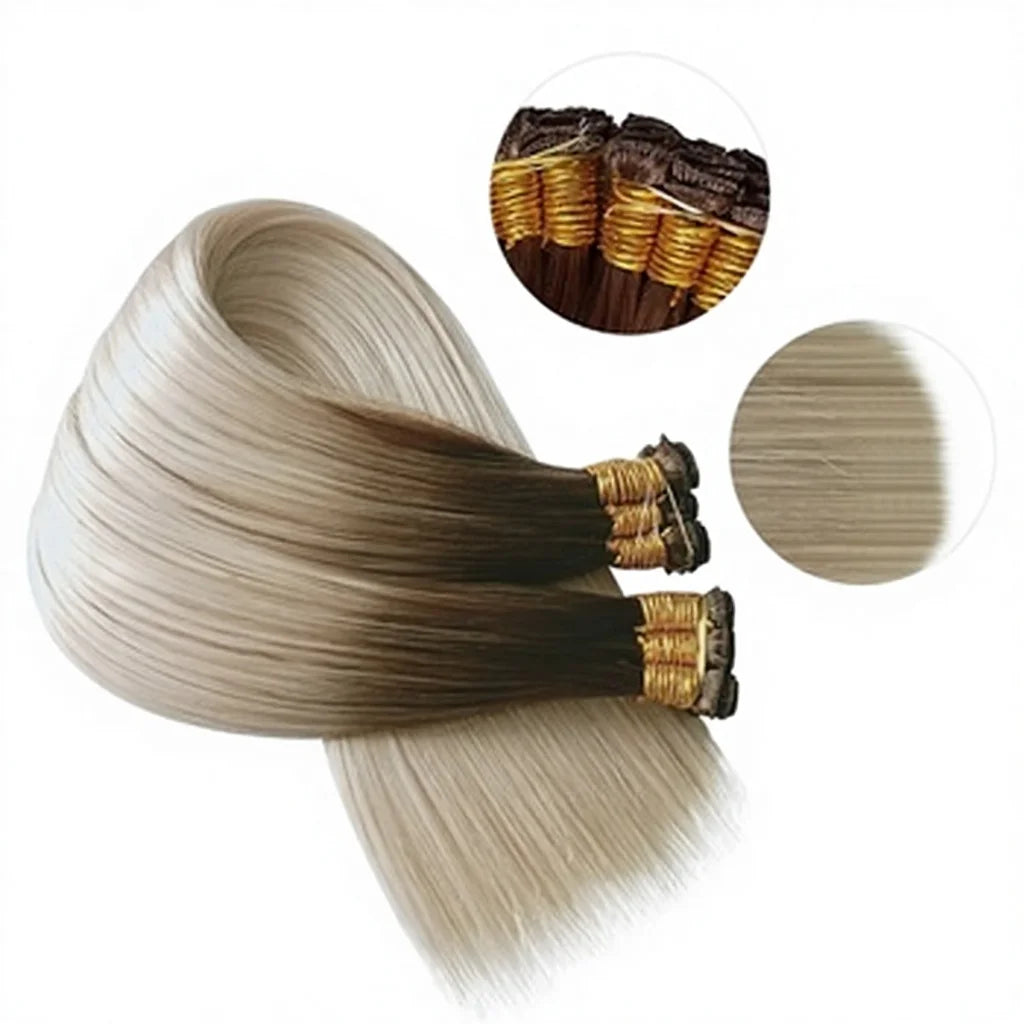 Hot Selling Luxury Unprocessed Virgin Russian Remy Straight Cuticle Aligned Machine Double Weft Human Hair Extensions All Colors