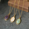 New Cute Elegant Design Titanium Stainless Steel Chains Gemstone Natural Stone Pendant Choker Necklace for Women