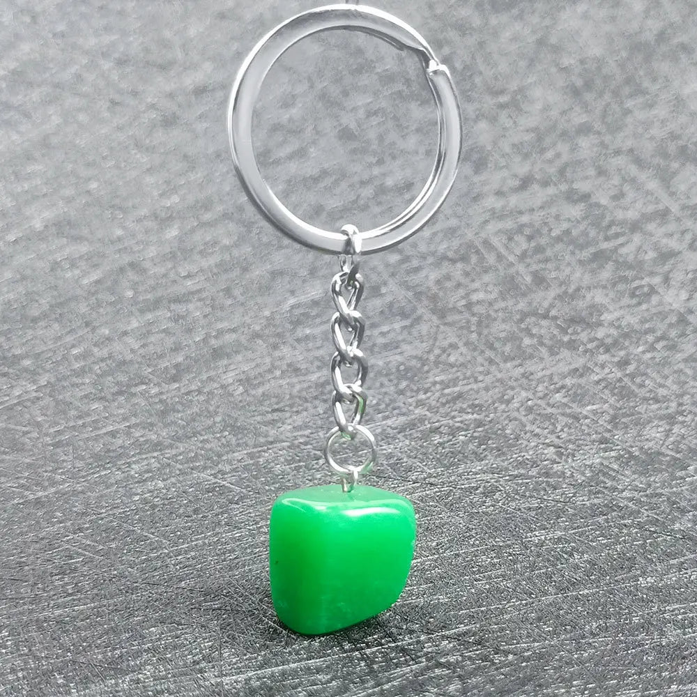 Diy 100% natural Healing Natural Gemstones aventurine Tumbled Stones Custom Key Chain crystal tumbled stones