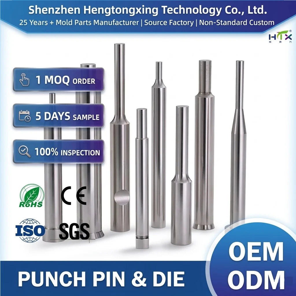High Precision Tapered Punch Pins and Dies SKD11 SKH51 Straight Mold Metal Punch Pin for Sheet Metal Stamping Custom OEM
