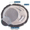 Newtimes HS27 Natural Mono Skin Human Hair Wig for Men Virgin Indian Remy Hair PU Technique Wave Style Toupee System Lace Base