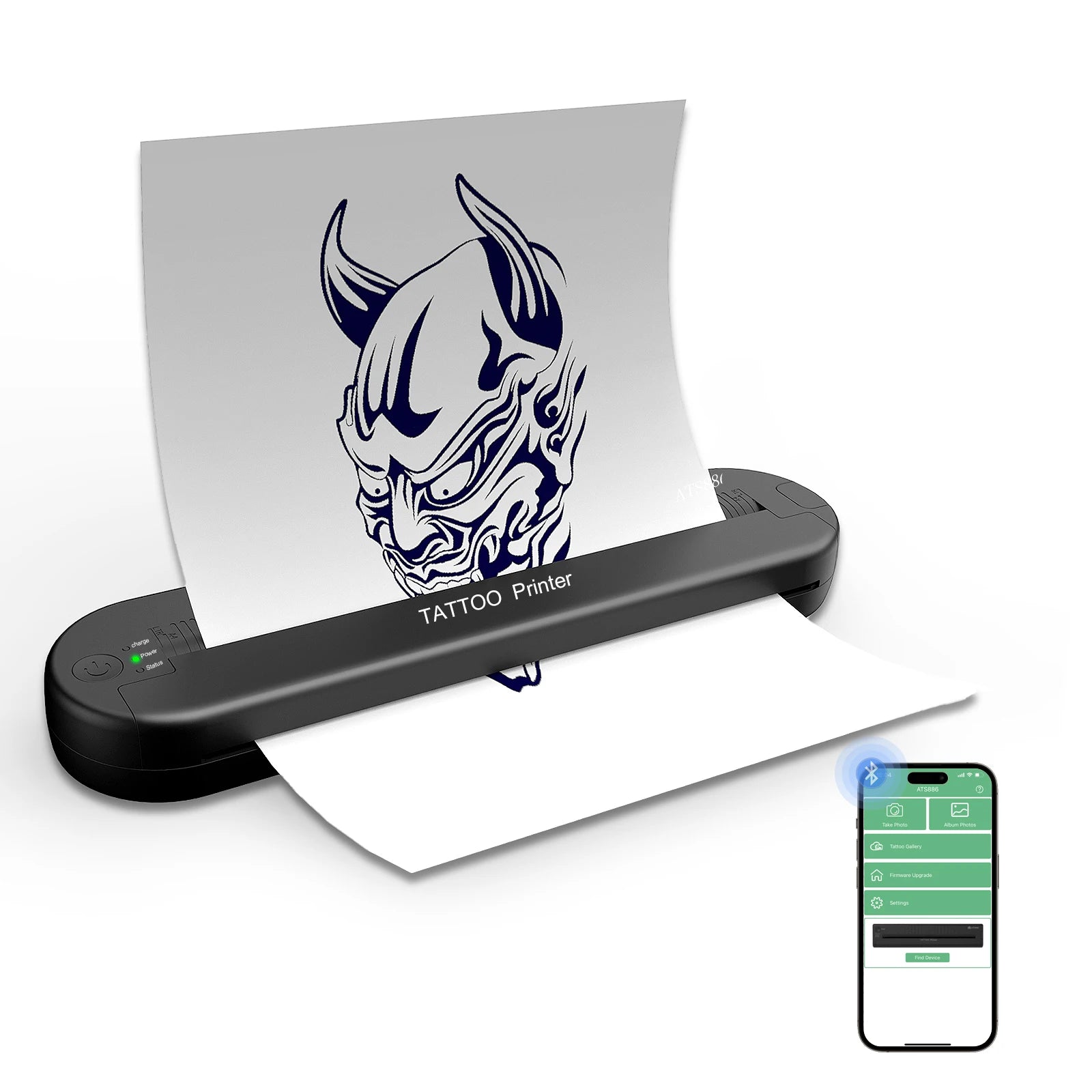 Wireless Battery-Powered Portable Lightweight Thermal Tattoo Printer Machine Quick Transfer for Tattoo Design Permanent