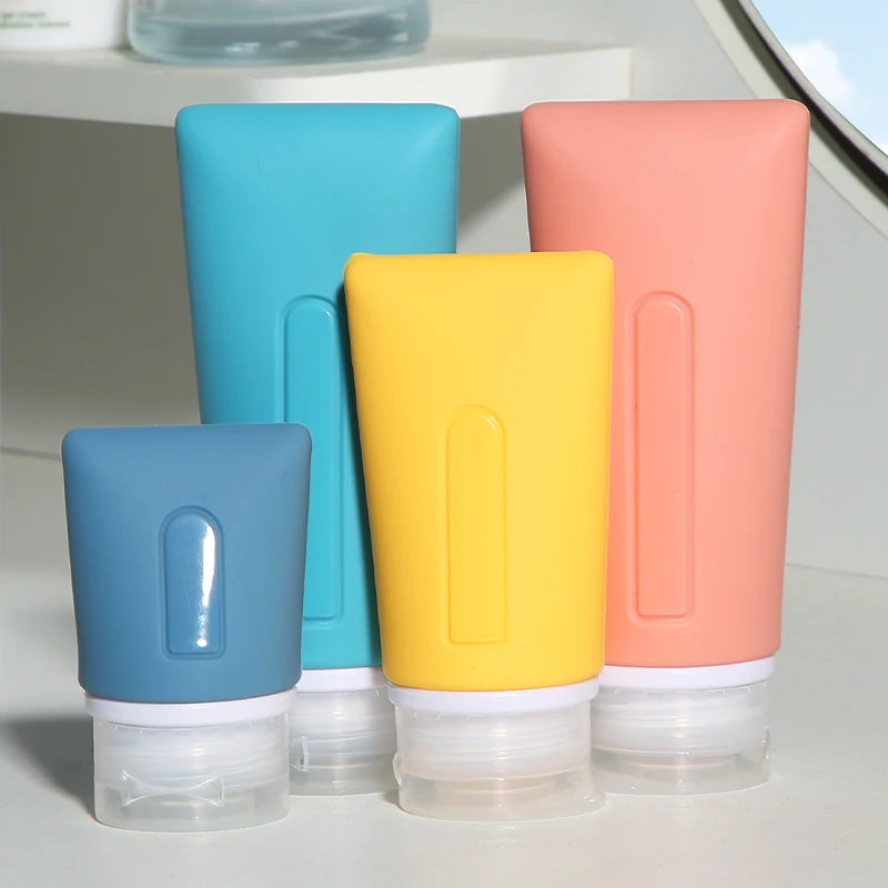 Custom Portable Leak Proof Squeezable Refillable Set Cosmetic Containers Lotion Shampoo Silicone Travel Bottles for Toiletries