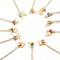 Stainless Steel Zodiac Sign Pendant Necklace with Birthstone Necklaces Jewelry for Women