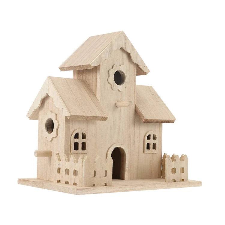 Outdoor Engraved Sustainable Wooden Birdhouse & Feeder with Wall-Mounted Design Customizable Size & Color