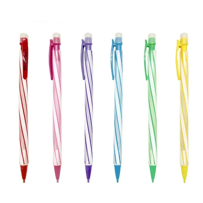 Automatic 0.5 & 0.7 Lead Hardness Pencil Plastic Activity & Writing Pen Office Learning & Drawing Clear Two-Color Metal Material