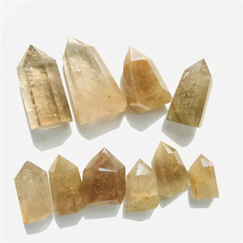 High Quality Natural Rutilated Quartz Golden Rutile Tower Crystal Points for Home Decoration
