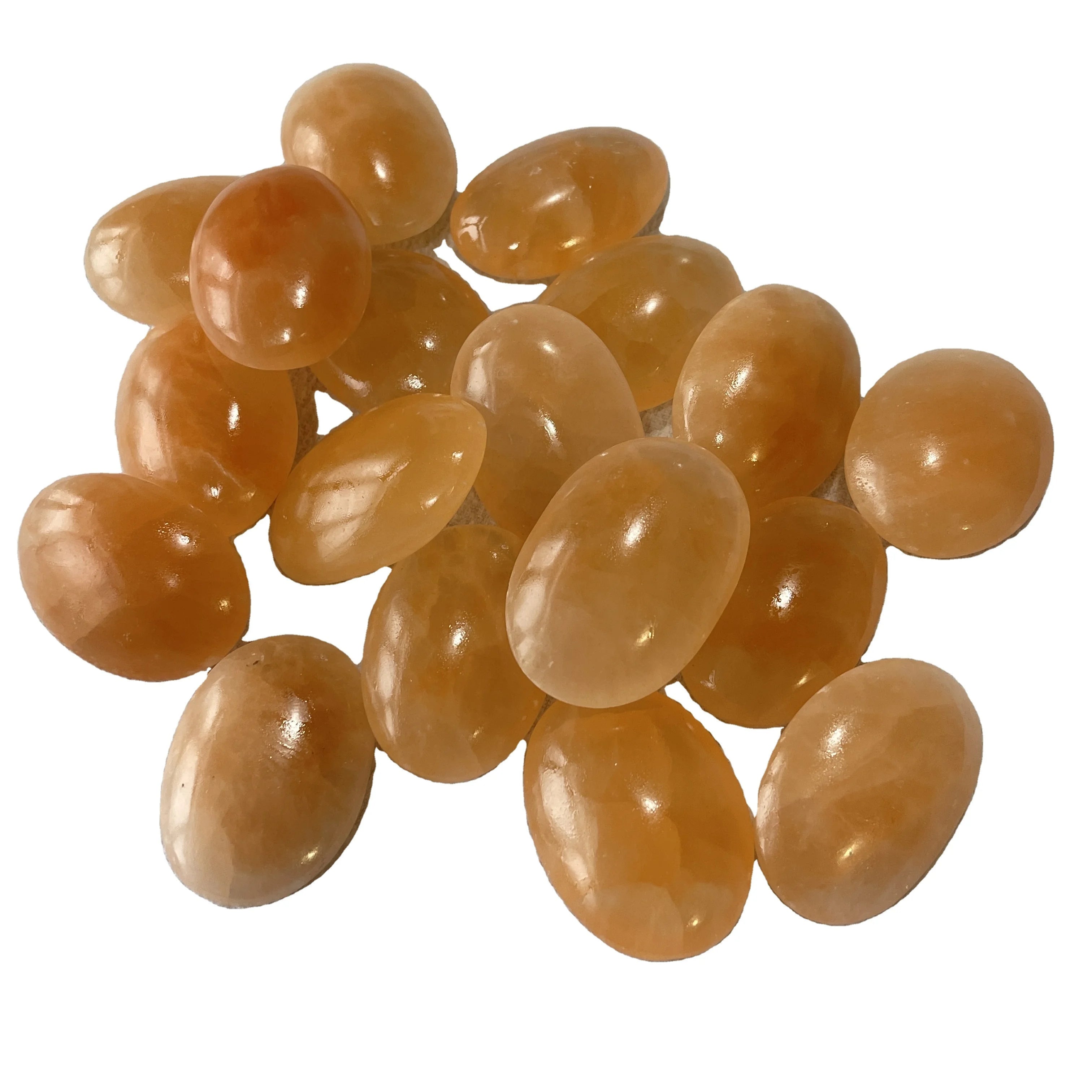 Natural Rock Moroccan Healing Crystal Pocket Stone Orange Selenite Palm Stone for Sale