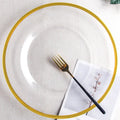 Kaly's European Style Factory Direct Eco-friendly Food-Safe Luxury Sustainable Gold Rim Crystal Clear Charger Glass Plate