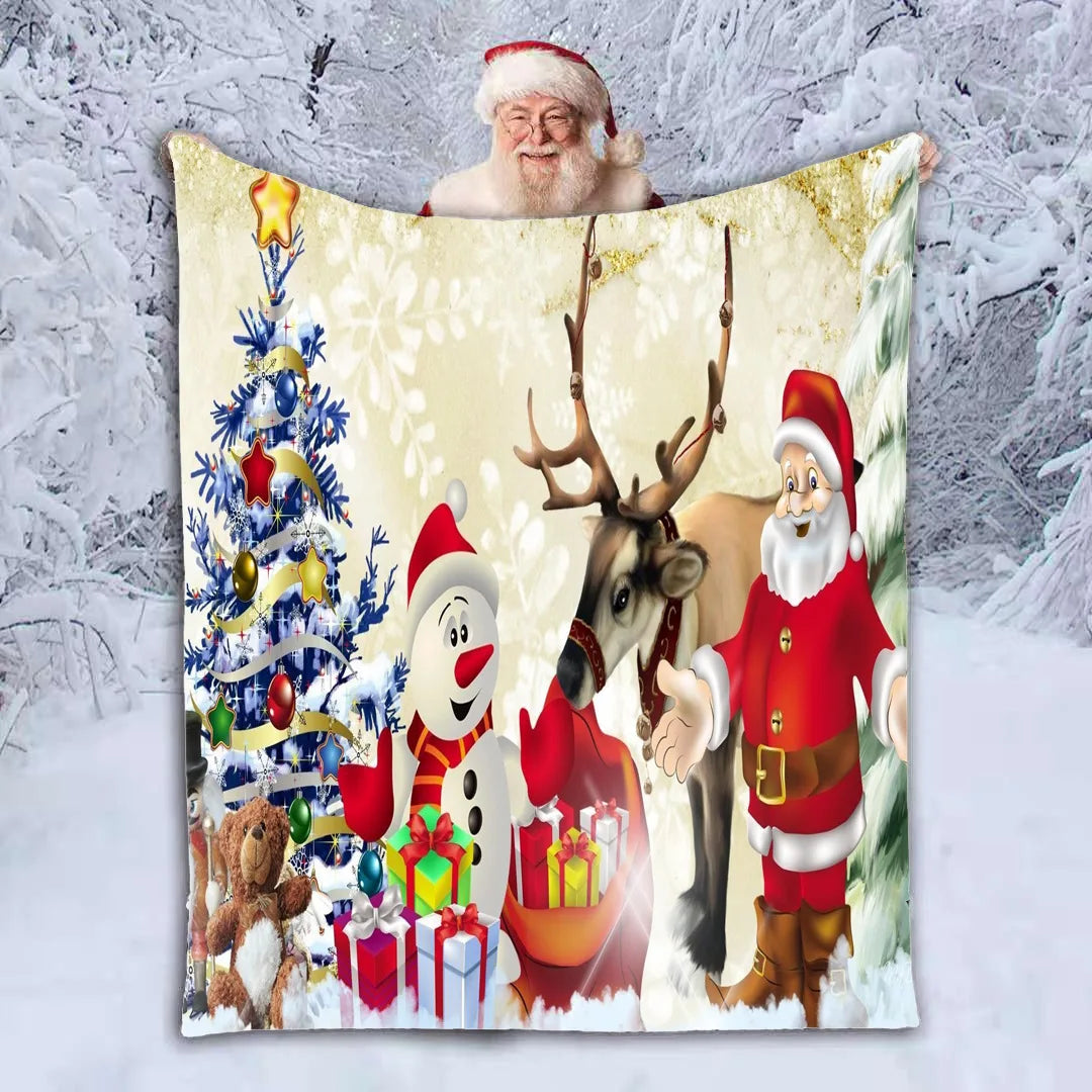 Wholesale Throw Christmas Blanket Single Custom Baby Blanket Super Soft  Sublimation Christmas Pattern Sofa Blanket