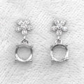 Sterling Silver 5mm/6mm Semi Mount Stud Eardrops Empty Support Blank Claws Setting S925 Base Without Center Stone for DIY Inlay
