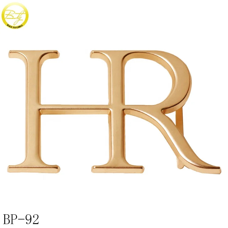 Custom Designer Gold Letter Metal Buckle Belt Fitting Alloy Formal Buckle Strap Hardware Manufacture