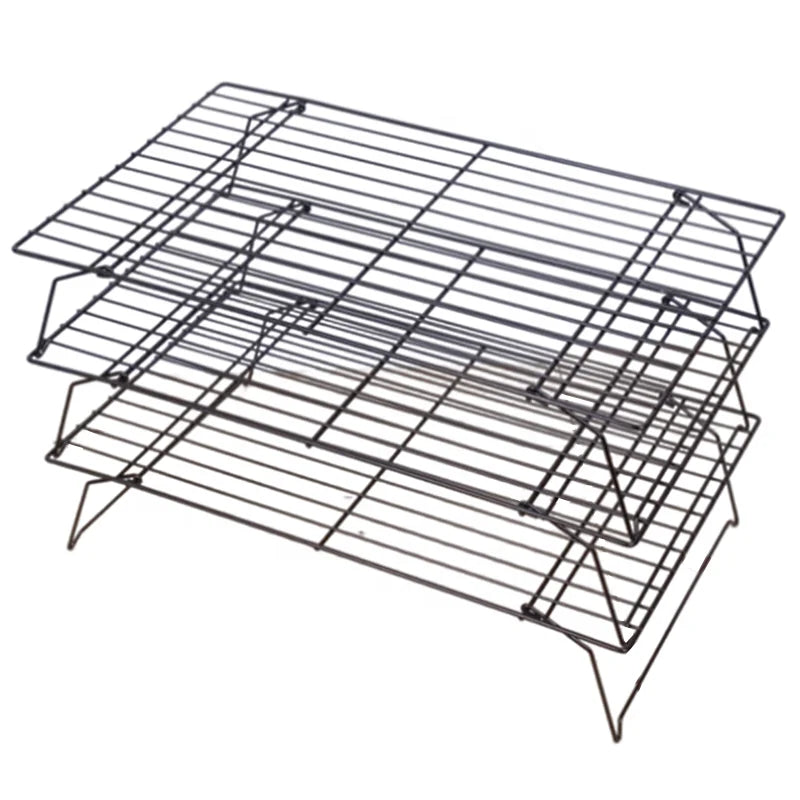 Hot Sale Eco-Friendly Stainless Steel Non-stick Coating 3 Tier Collapsible Home Kitchen Bakery Cookie Cake Bread Baking Cooling