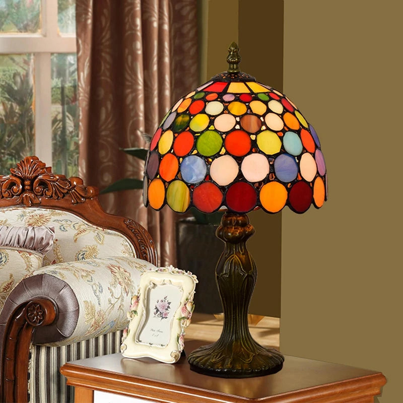 8 Inch Modern Retro Bohemian Style Decorative Lamp Tiffany Stained Glass bar Restaurant Bedroom Bedside Trumpet Table Lamp