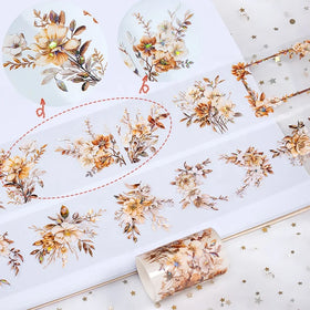 Custom Holographic Foil Tapes Flower PET Tape Sticker Rolls for Junk Journal Supplies Card Making