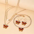 Vintage Rhinestone Butterfly Bracelet Pearl Butterfly Necklace Jewelry Set for Women Jewelry Wholesale